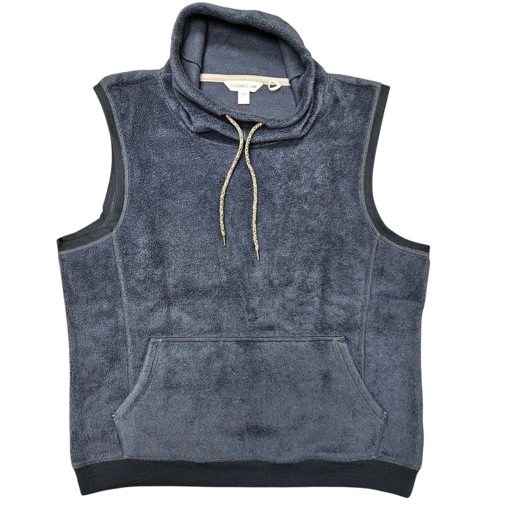 Toad&Co Cashmoore Fleece Vest Women's XL Blue Cowl Neck Funnel Neck Cozy